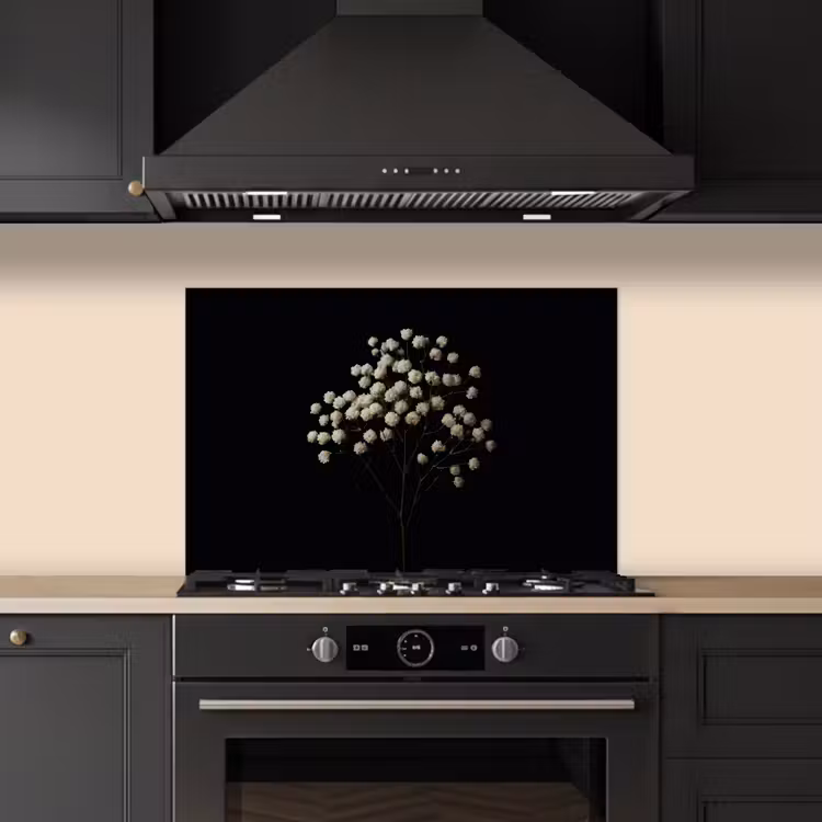 Spatscherm keuken - Gipskruid - Bloemetjes - Wit - Minimalistisch — 2