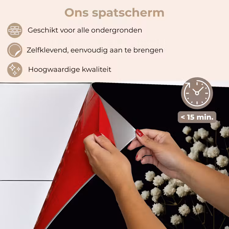 Spatscherm keuken - Gipskruid - Bloemetjes - Wit - Minimalistisch — 4
