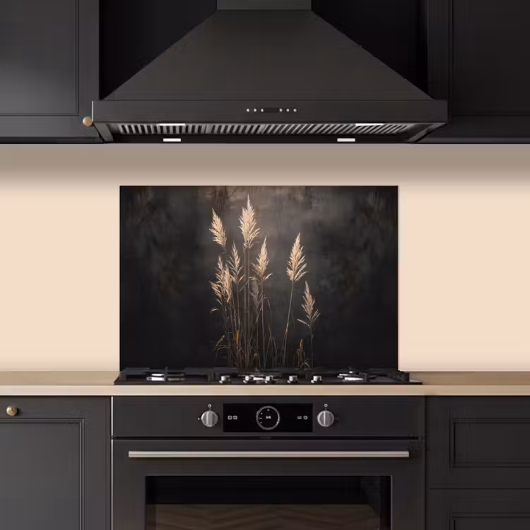 Spatscherm keuken - Siergras - Pluimen - Verlichting - Zwart — 2