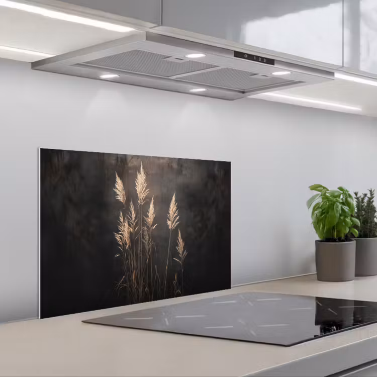 Spatscherm keuken - Siergras - Pluimen - Verlichting - Zwart — 5