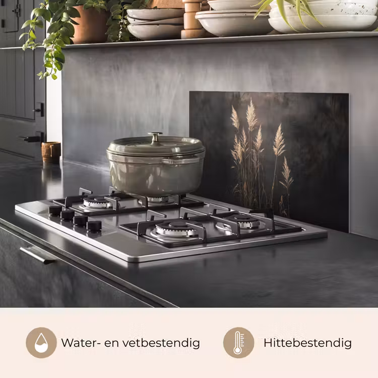 Spatscherm keuken - Siergras - Pluimen - Verlichting - Zwart — 7