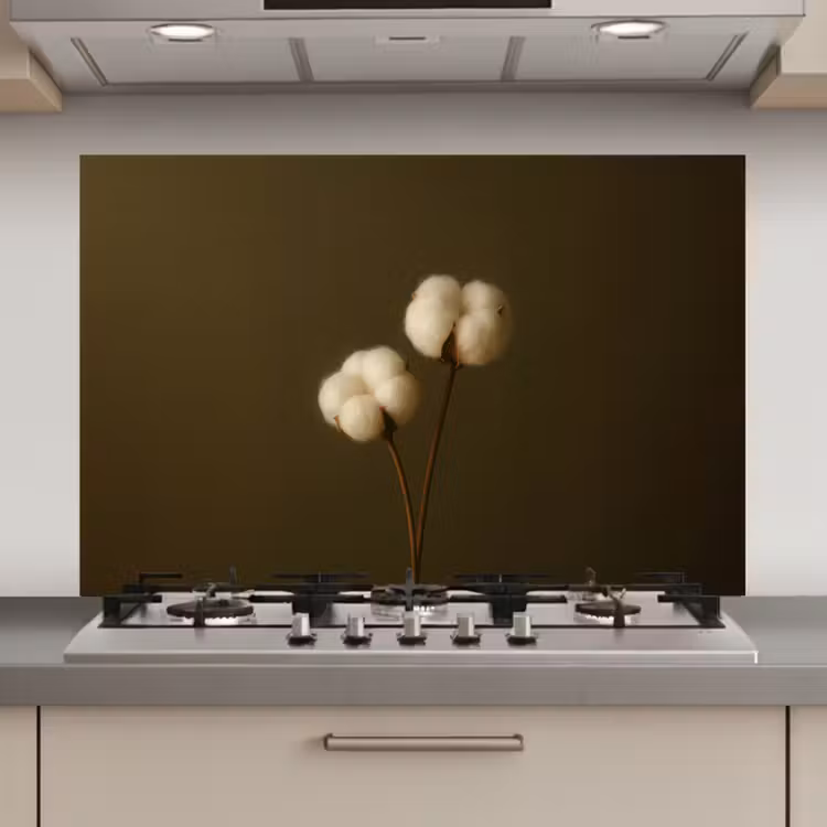Spatscherm keuken - Takken - Katoen - Wit - Bollen — 1