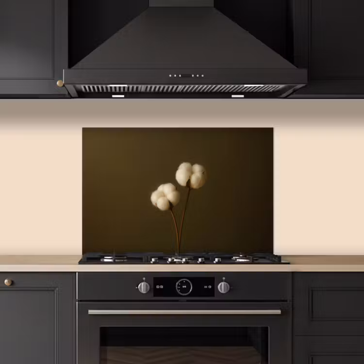 Spatscherm keuken - Takken - Katoen - Wit - Bollen — 2