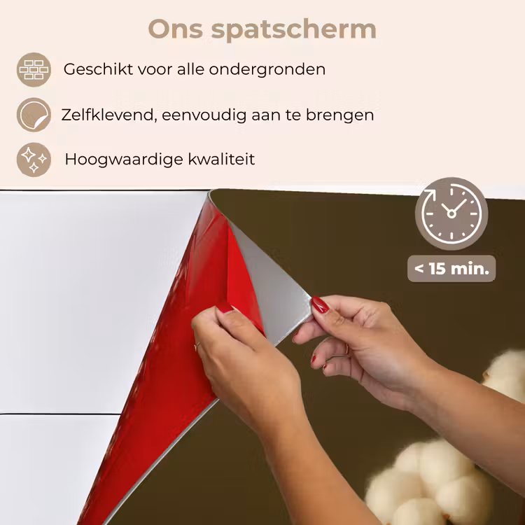 Spatscherm keuken - Takken - Katoen - Wit - Bollen — 4