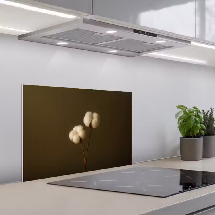 Spatscherm keuken - Takken - Katoen - Wit - Bollen — 5