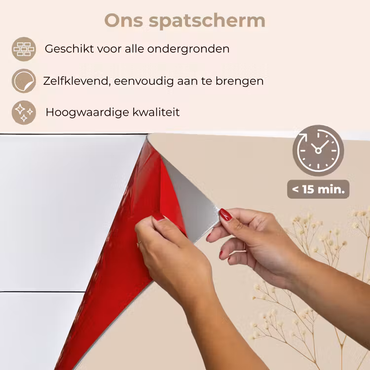 Spatscherm keuken - Vaas - Takken - Bloemetjes - Wit — 4