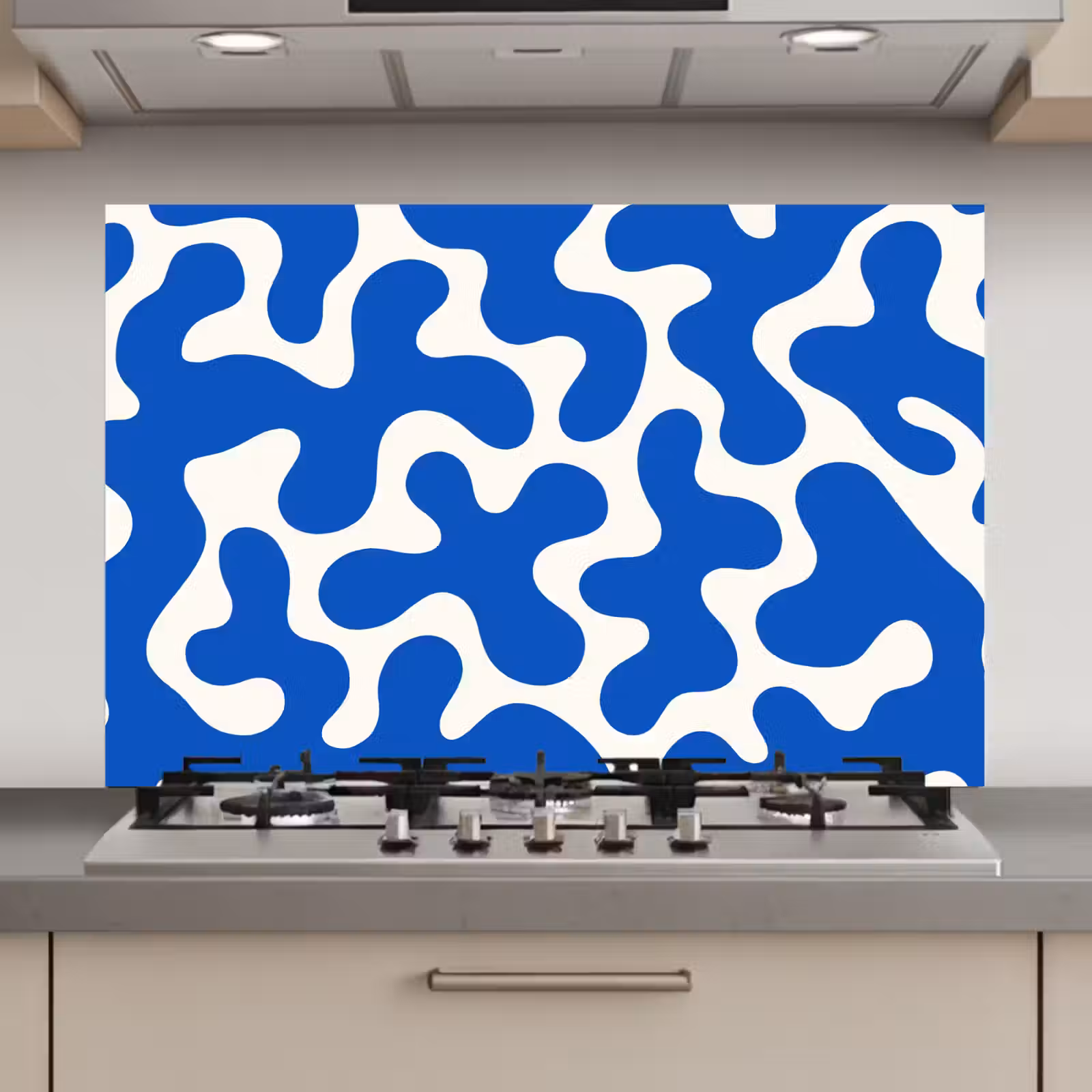 Spatscherm keuken - Vormen - Abstract - Blauw - Golven — 1