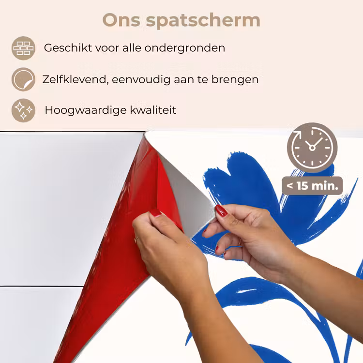 Spatscherm keuken - Bloem - Blaadjes - Minimalistisch - Blauw — 4
