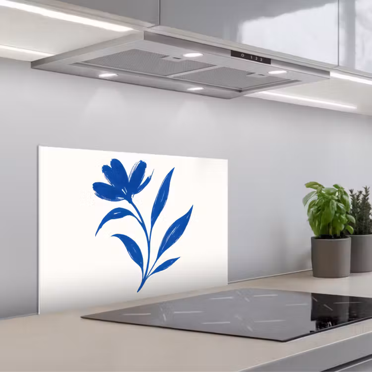 Spatscherm keuken - Bloem - Blaadjes - Minimalistisch - Blauw — 5