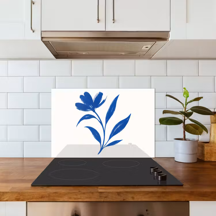 Spatscherm keuken - Bloem - Blaadjes - Minimalistisch - Blauw — 6
