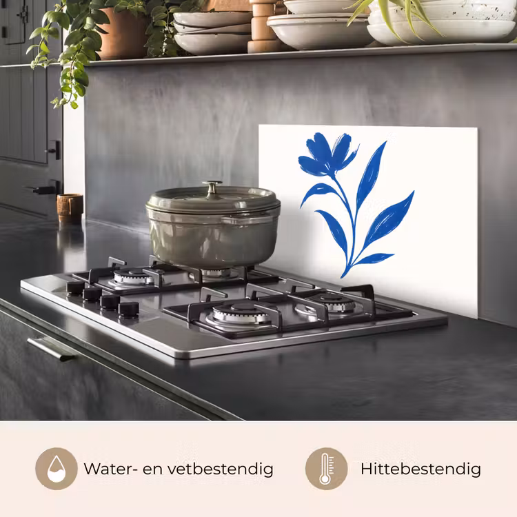 Spatscherm keuken - Bloem - Blaadjes - Minimalistisch - Blauw — 7