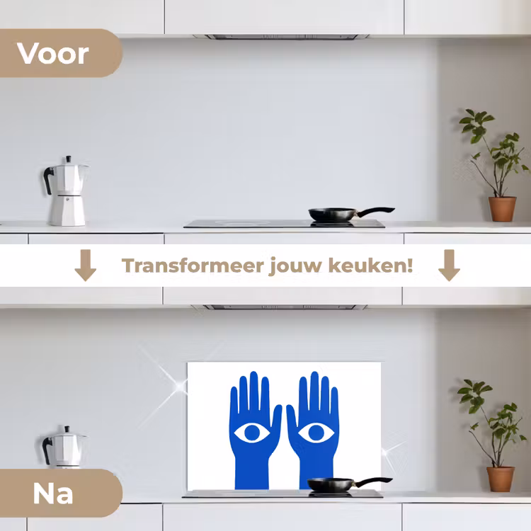 Spatscherm keuken - Handen - Twee - Ogen - Blauw — 3