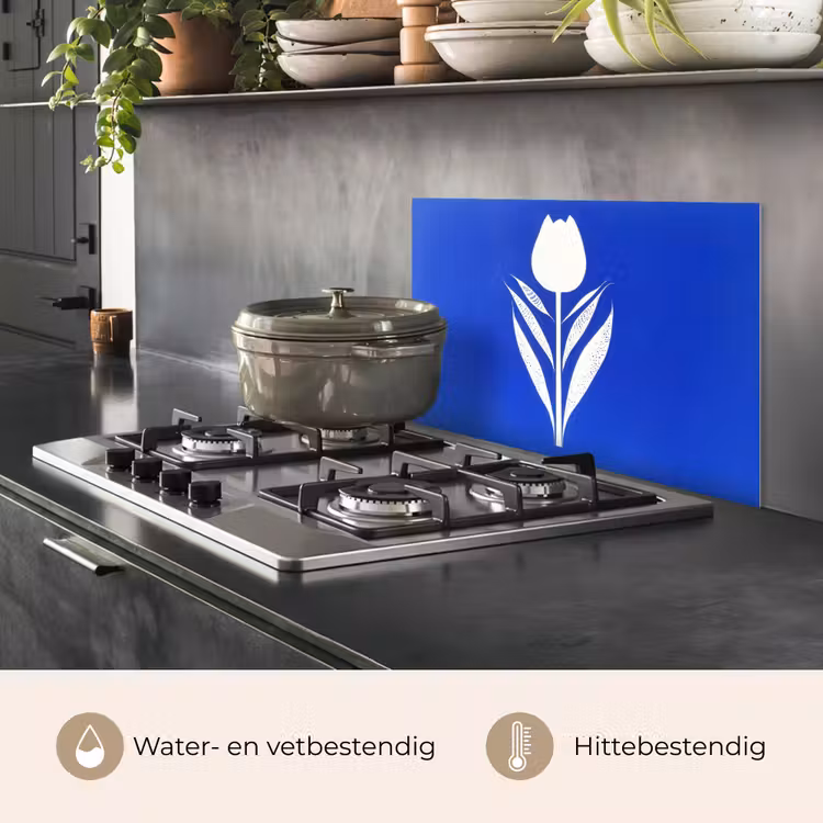 Spatscherm keuken - Tulp - Minimalistisch - Bladeren - Wit — 7