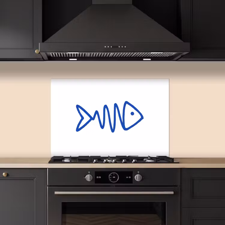 Spatscherm keuken - Vis - Minimalistisch - Blauw - Lijn — 2