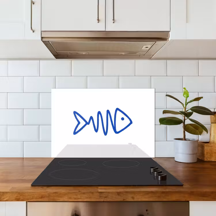 Spatscherm keuken - Vis - Minimalistisch - Blauw - Lijn — 6