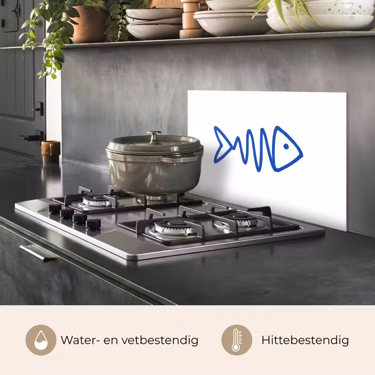 Spatscherm keuken - Vis - Minimalistisch - Blauw - Lijn — 7
