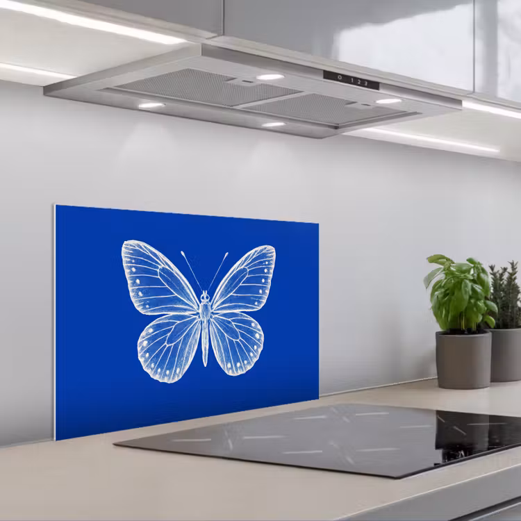 Spatscherm keuken - Vlinder - Wit - Getekend - Stippen — 5