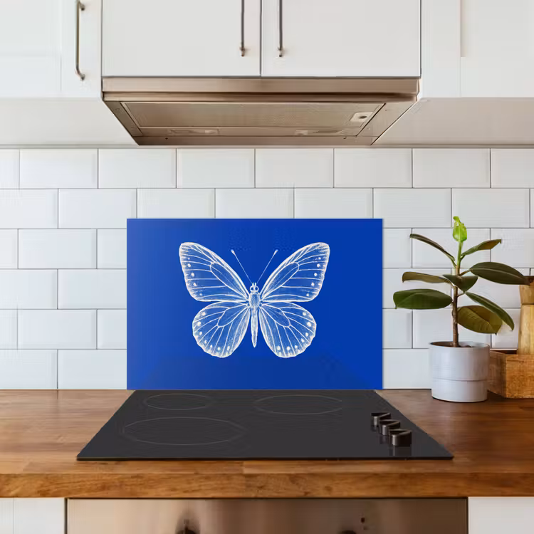 Spatscherm keuken - Vlinder - Wit - Getekend - Stippen — 6