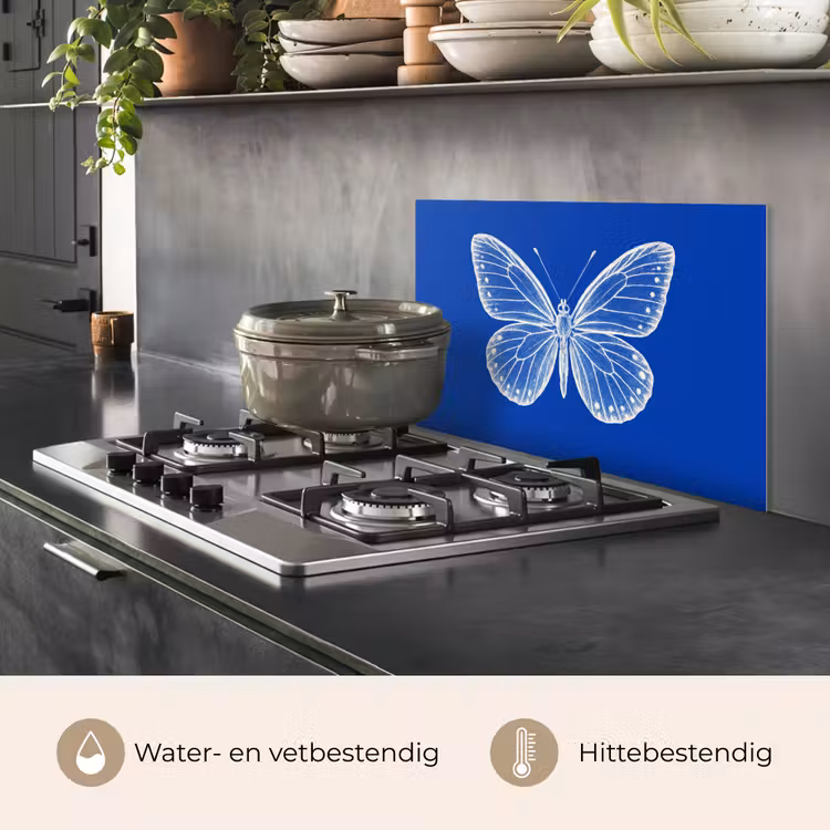 Spatscherm keuken - Vlinder - Wit - Getekend - Stippen — 7