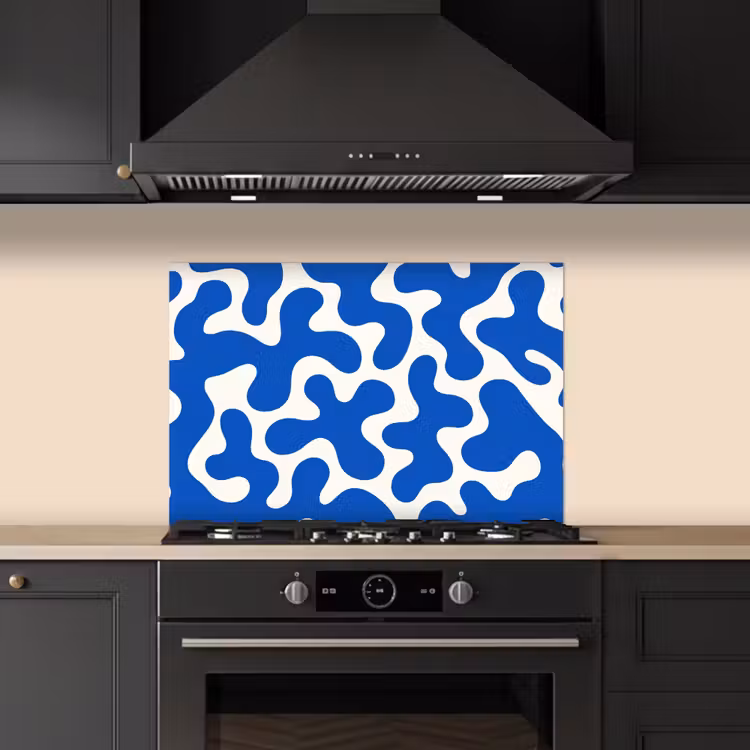 Spatscherm keuken - Vormen - Abstract - Blauw - Golven — 2