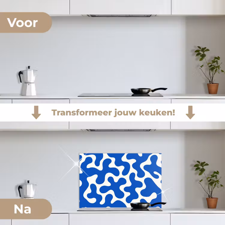 Spatscherm keuken - Vormen - Abstract - Blauw - Golven — 3