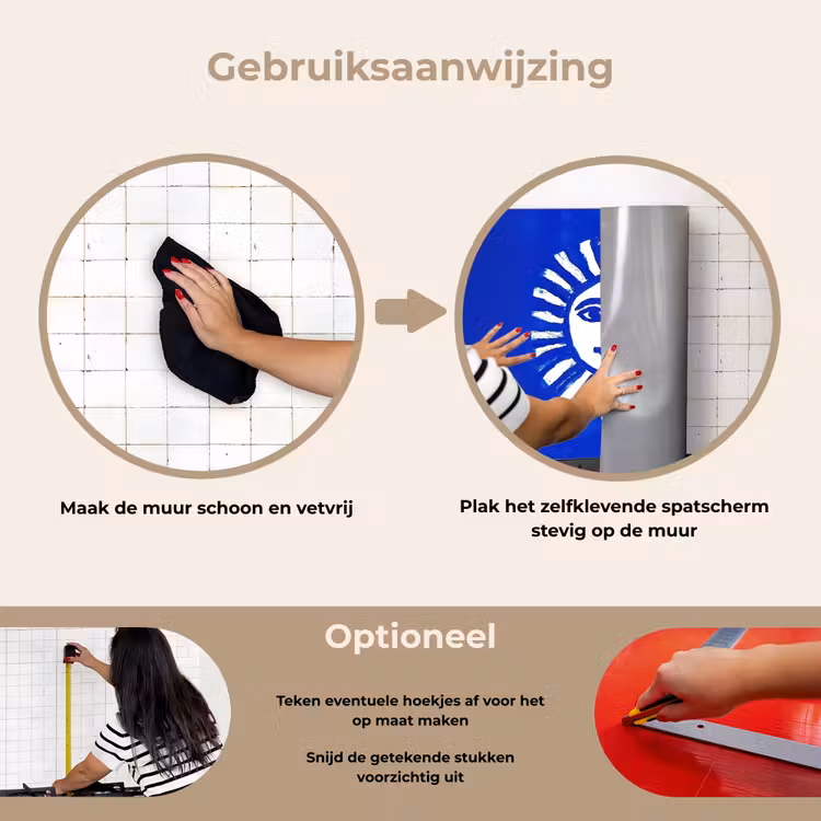 Spatscherm keuken - Zon - Gezicht - Penseelstructuur - Blauw — 8