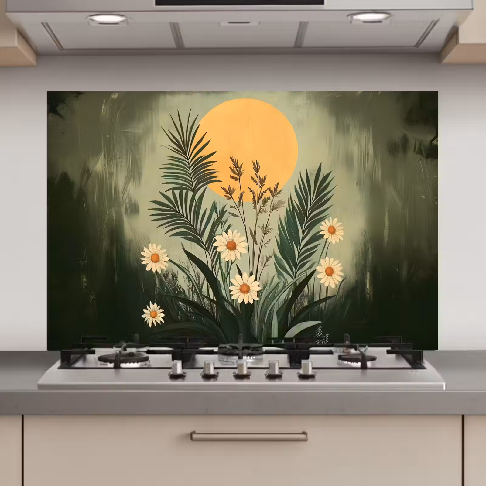 Spatscherm keuken - Bloemen - Bladeren - Zon - Groen — 1