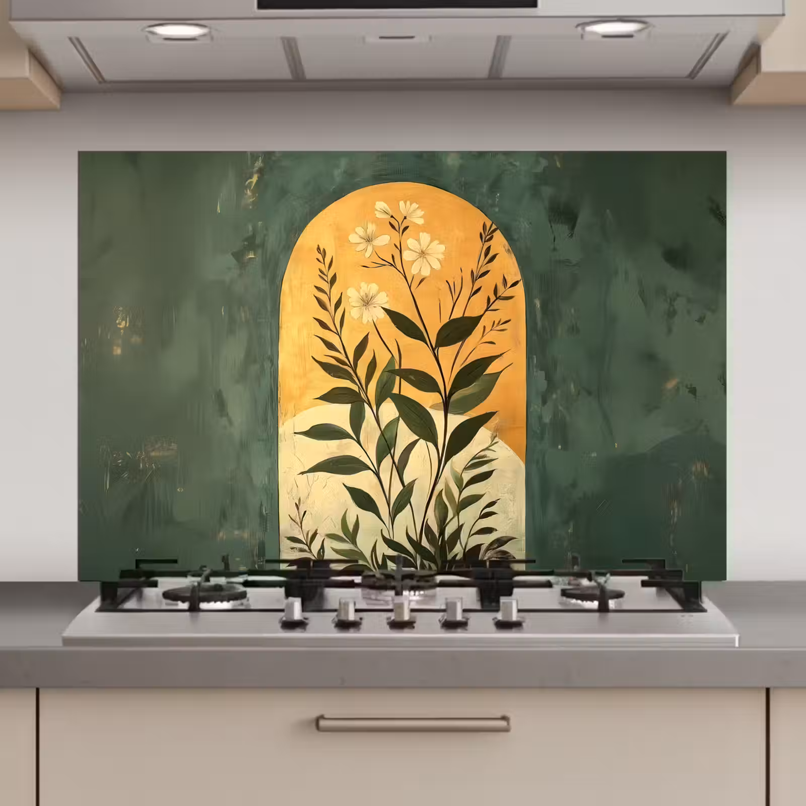 Spatscherm keuken - Plant - Bloemen - Wit — 1