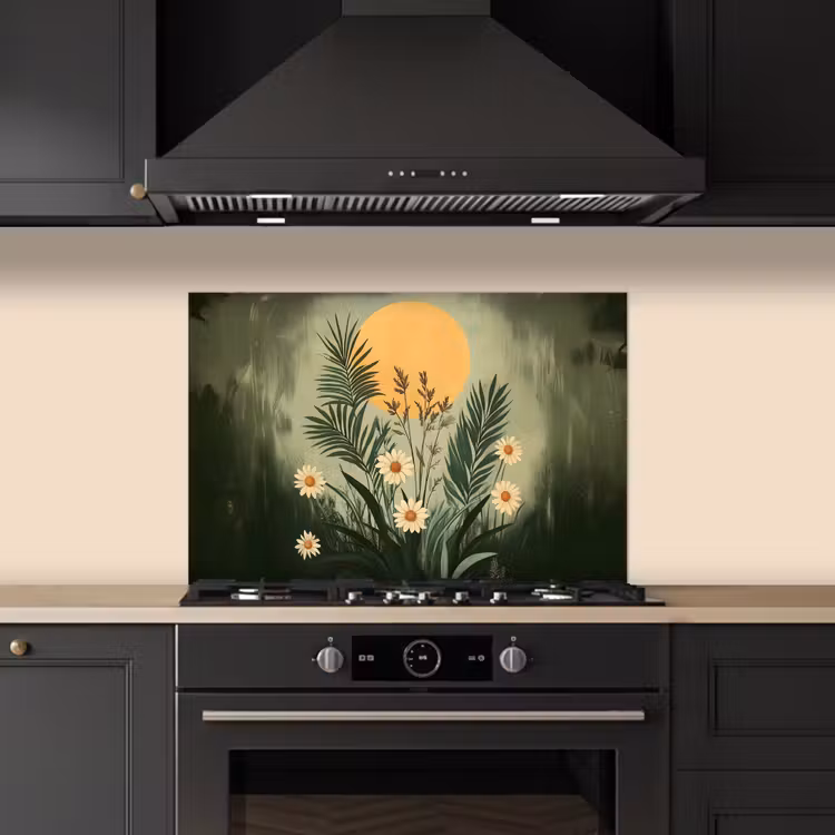 Spatscherm keuken - Bloemen - Bladeren - Zon - Groen — 2