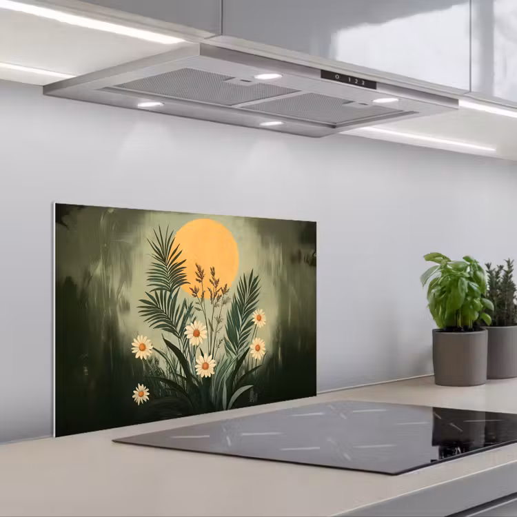 Spatscherm keuken - Bloemen - Bladeren - Zon - Groen — 5