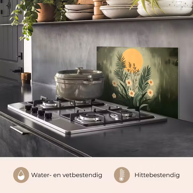 Spatscherm keuken - Bloemen - Bladeren - Zon - Groen — 7