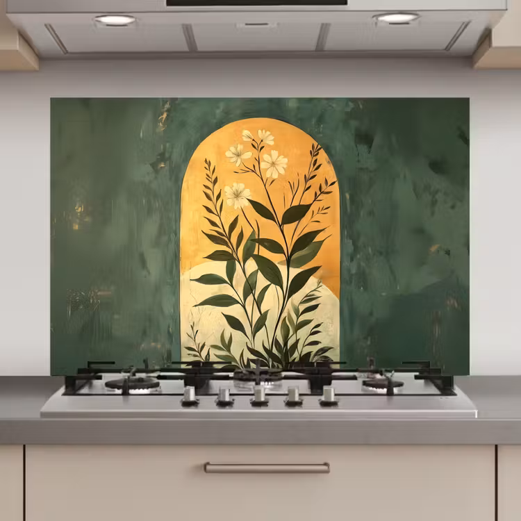 Spatscherm keuken - Plant - Bloemen - Wit — 1
