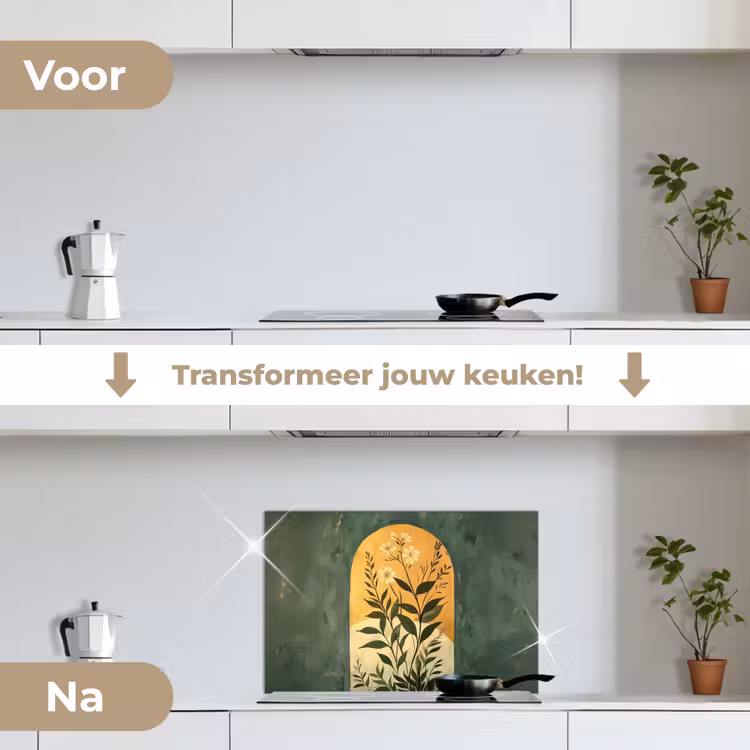 Spatscherm keuken - Plant - Bloemen - Wit — 3