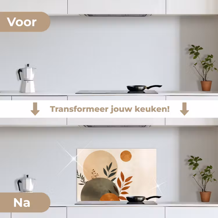 Spatscherm keuken - Vormen - Rond - Bladeren - Beige — 3