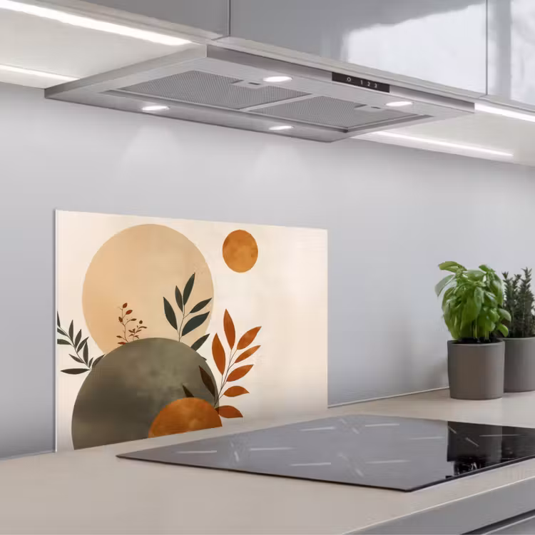 Spatscherm keuken - Vormen - Rond - Bladeren - Beige — 5