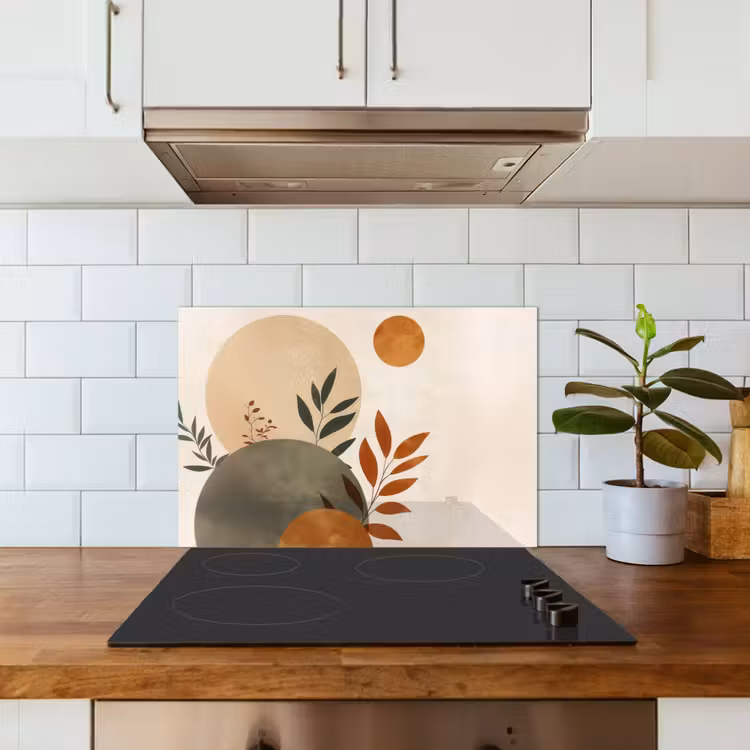Spatscherm keuken - Vormen - Rond - Bladeren - Beige — 6