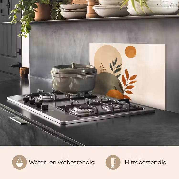 Spatscherm keuken - Vormen - Rond - Bladeren - Beige — 7