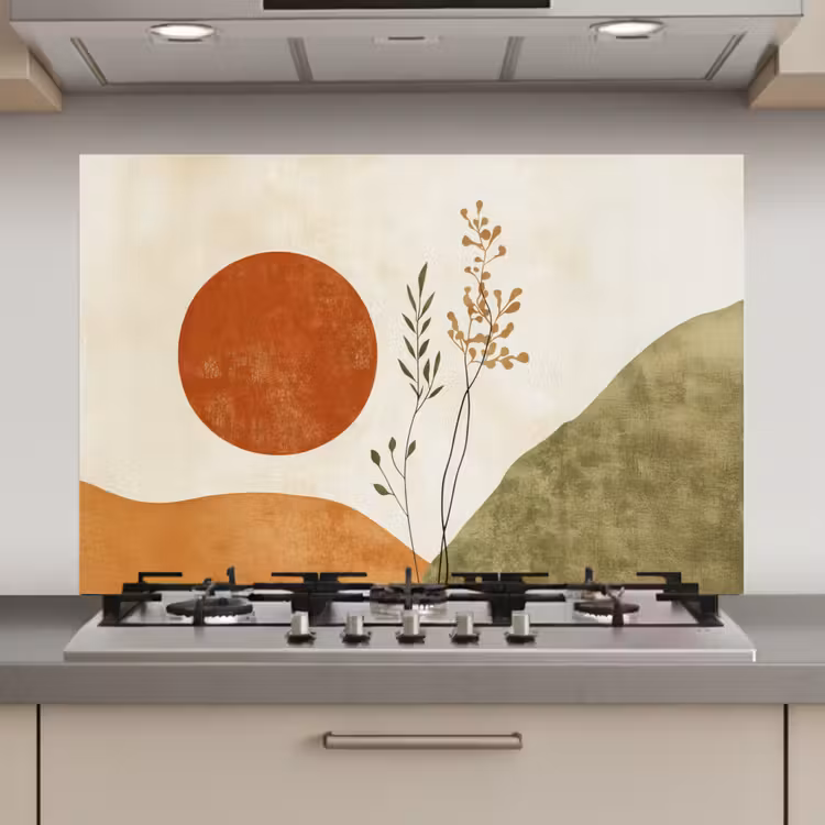 Spatscherm keuken - Zon - Abstract - Takken - Oranje — 1