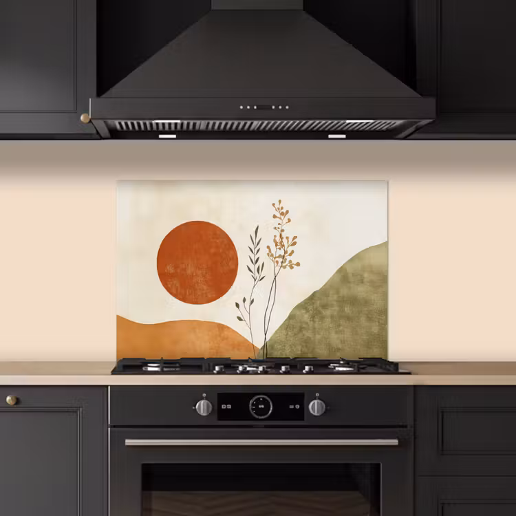 Spatscherm keuken - Zon - Abstract - Takken - Oranje — 2