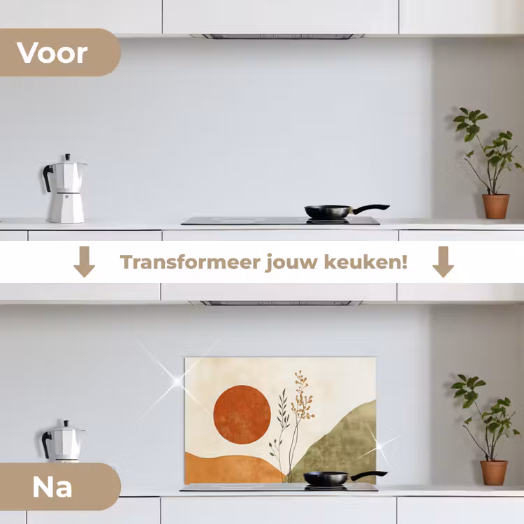 Spatscherm keuken - Zon - Abstract - Takken - Oranje — 3