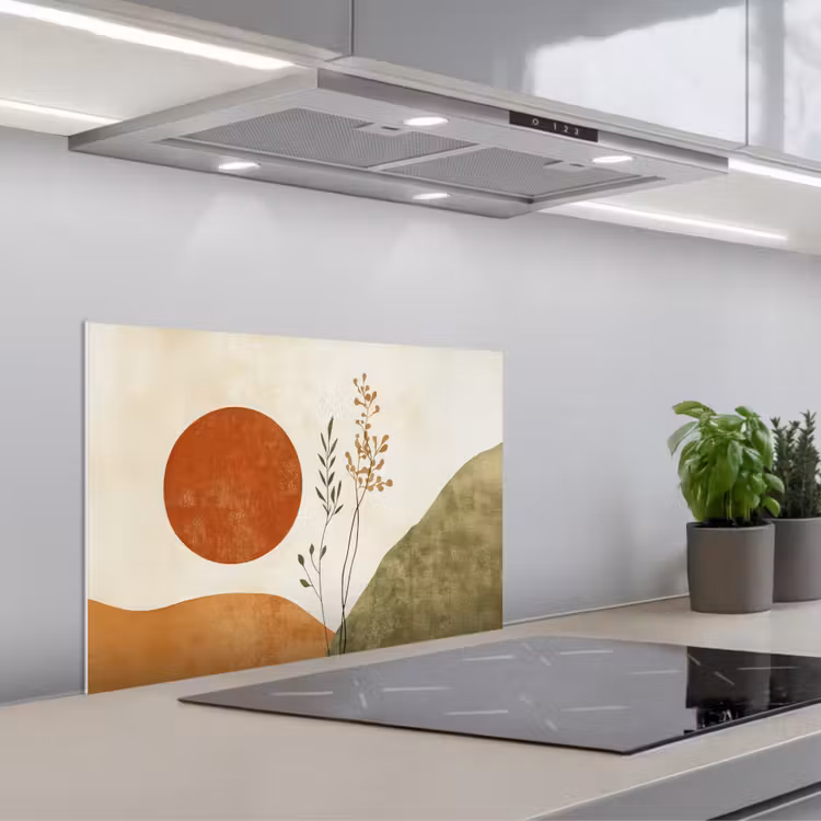 Spatscherm keuken - Zon - Abstract - Takken - Oranje — 5