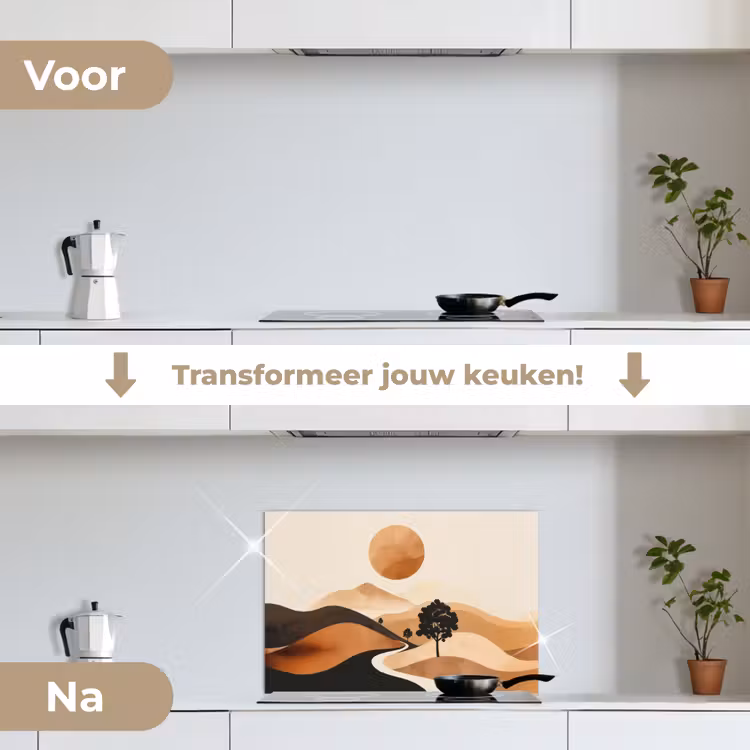 Spatscherm keuken - Zon - Heuvels - Boom - Abstract — 3