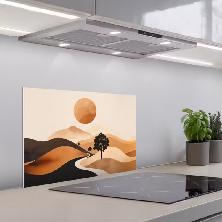Spatscherm keuken - Zon - Heuvels - Boom - Abstract — 5
