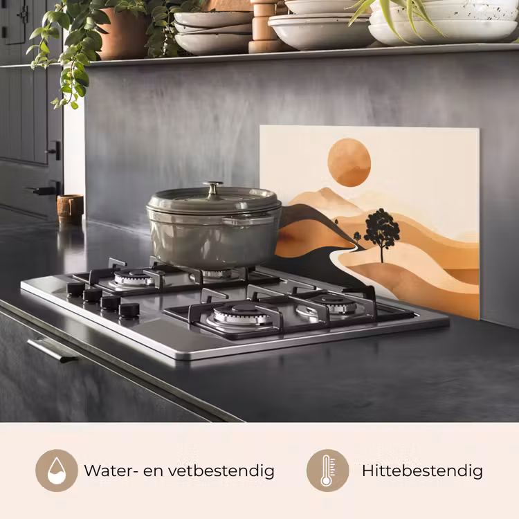 Spatscherm keuken - Zon - Heuvels - Boom - Abstract — 7