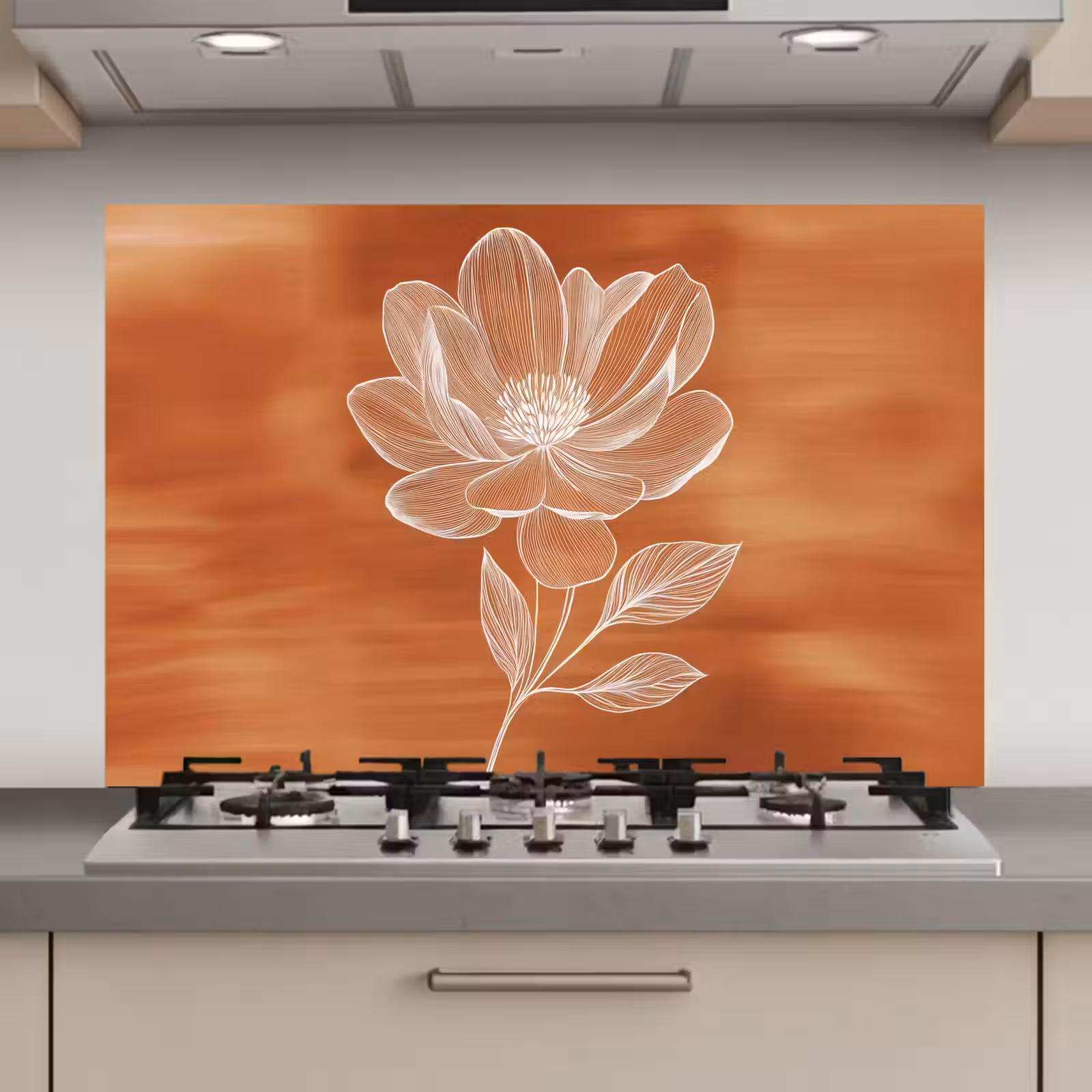 Spatscherm keuken - Bloem - Minimalistisch - Wit — 1