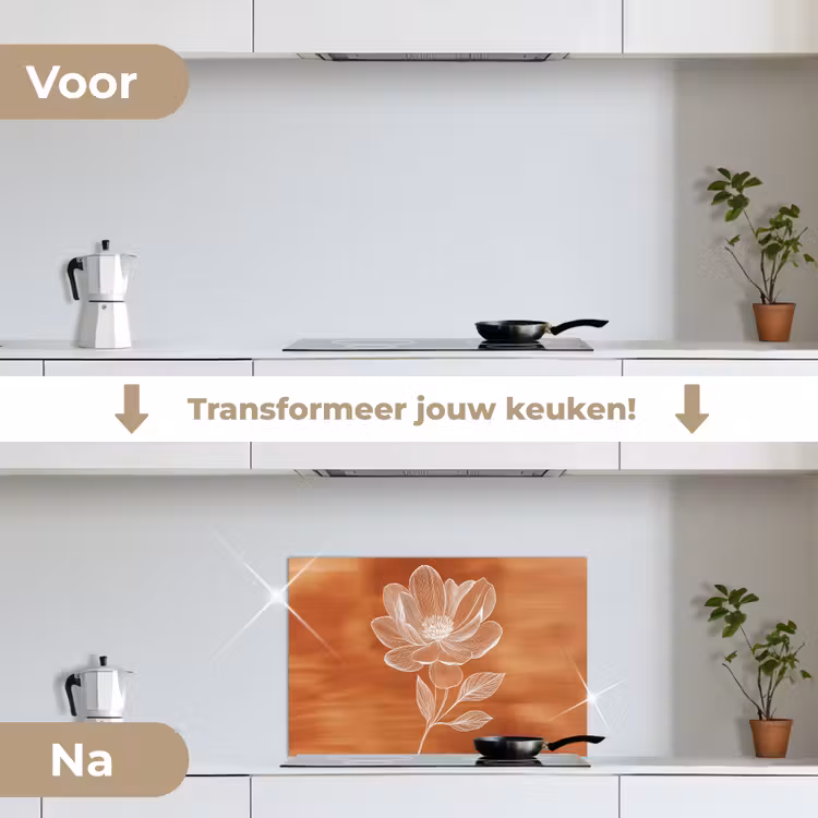 Spatscherm keuken - Bloem - Minimalistisch - Wit — 3