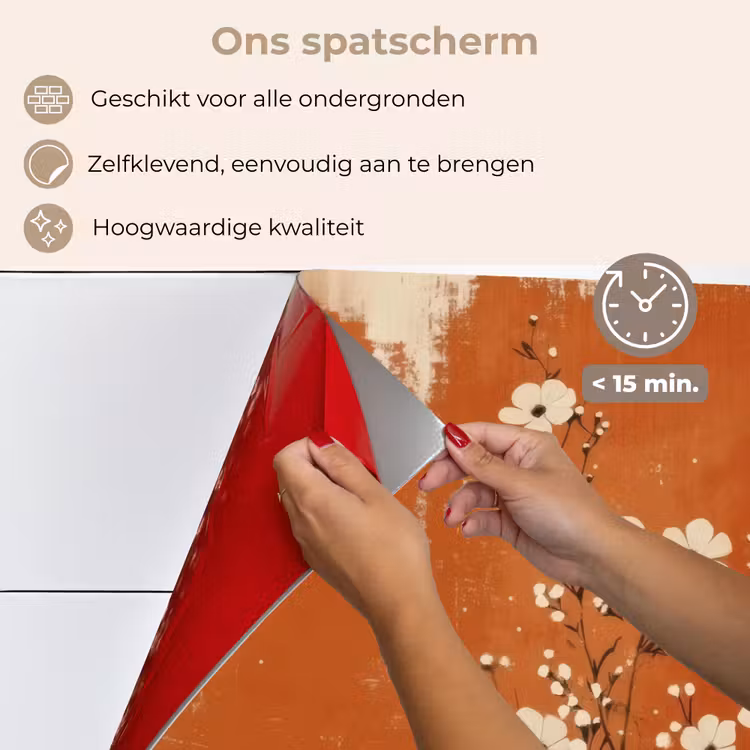 Spatscherm keuken - Bloemen - Wit - Subtiel - Roestkleur — 4