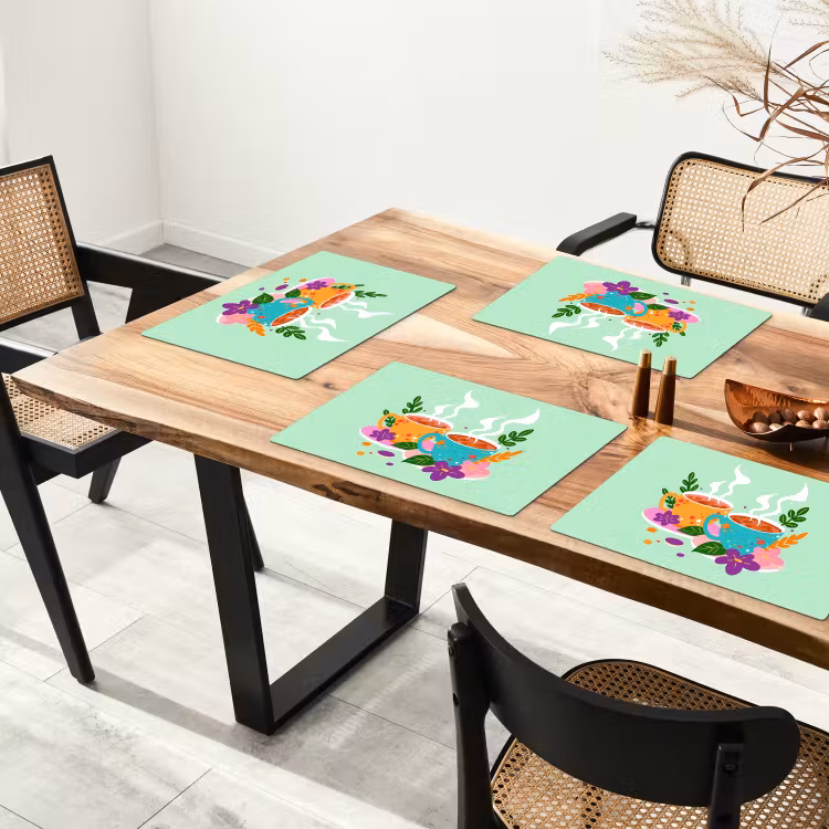 Placemat - 6 stuks - Thee - Illustratie - Kopjes - Bloemen — 5