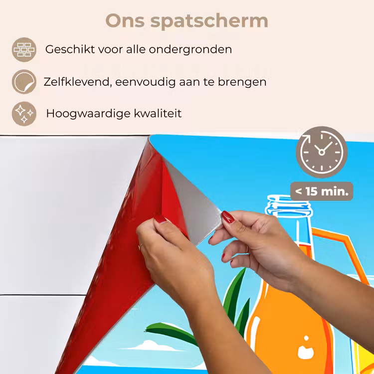 Spatscherm keuken - Sinaasappels - Ijsblokjes - Zee - Illustratie — 4