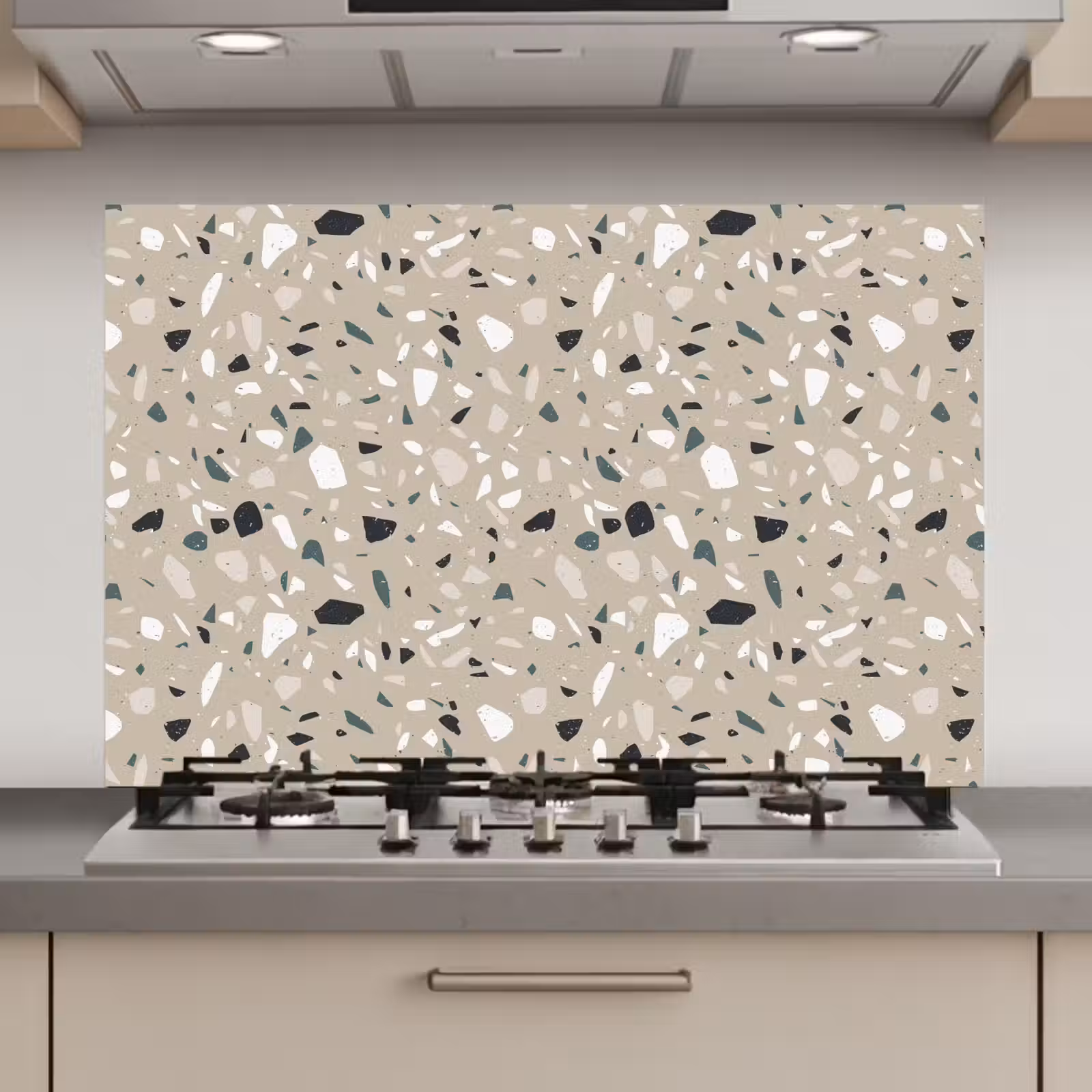 Spatscherm keuken - Terrazzo - Patroon - Groen — 1